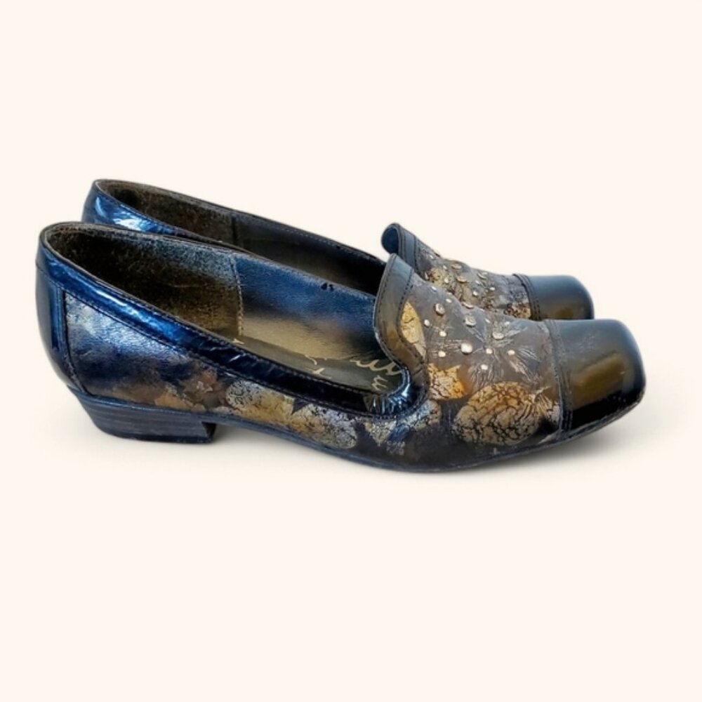 Tour En Ville Artsy Tapestry Leather Victorian Paisley Cap Toe Loafers 6